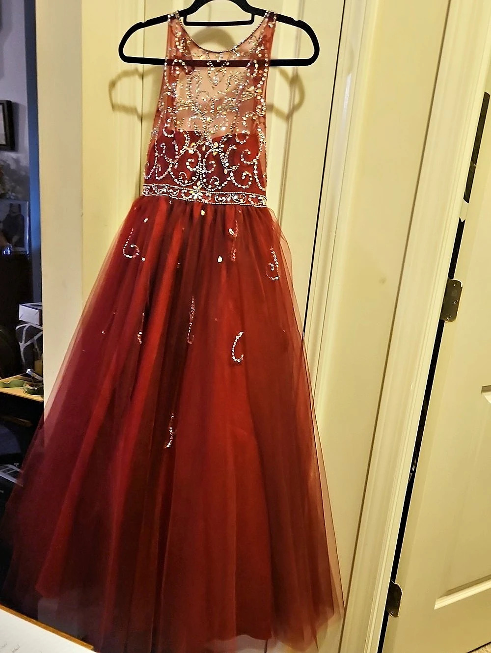 Embellished Formal Dress in Burgundy